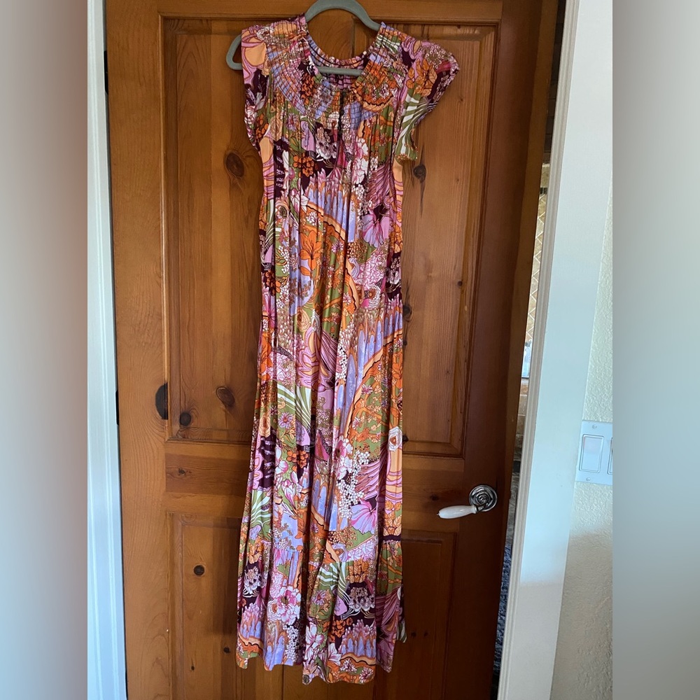 Anthropologie Colorful Smocked Blouse
